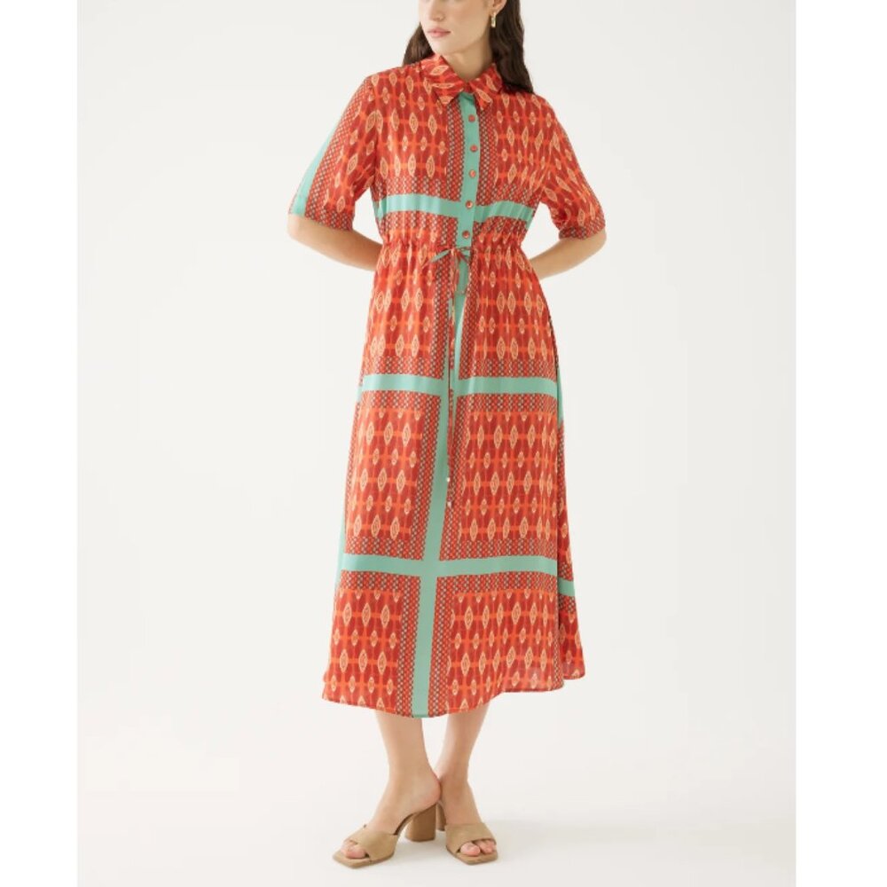 Exquise Women's Orange Short Sleeve Summer Shirt Millie Dress